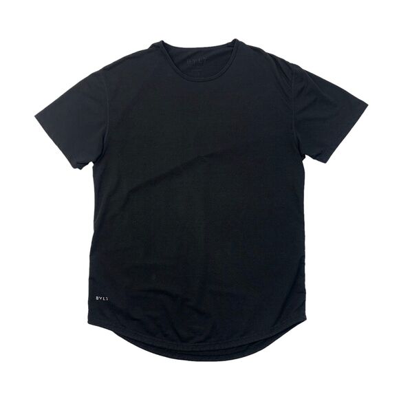 BYLT Shirt Men L Large Black Drop Cut Short Sleeve Crew Neck Muscle Athletic Fit - Picture 1 of 12